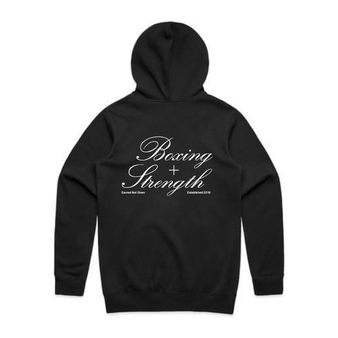 UBX Hoodie EARNED White on Black