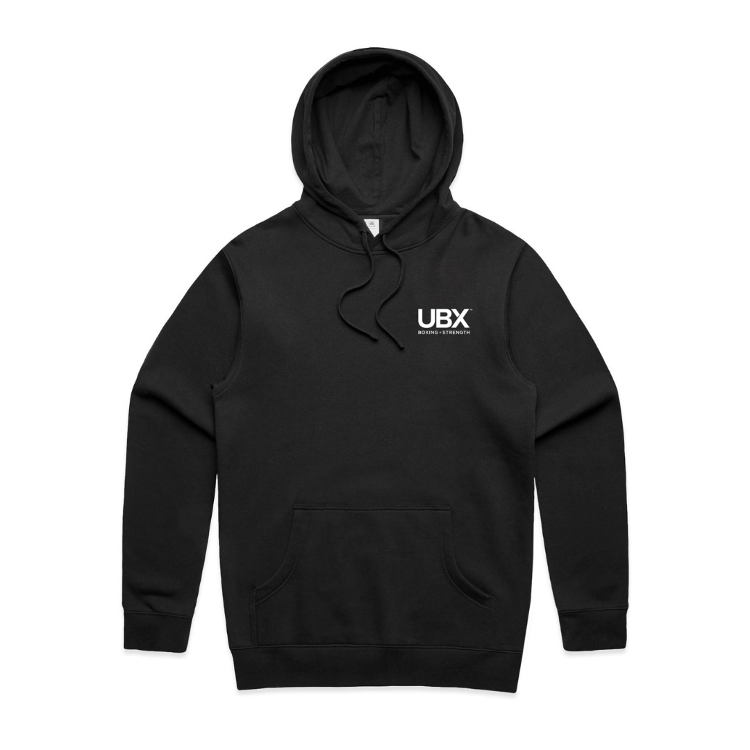 UBX Hoodie EARNED White on Black